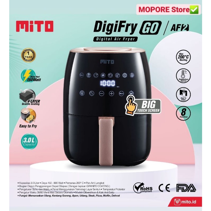 MITO Digital Air Fryer AF2 3L Low Watt (Star 150W)
