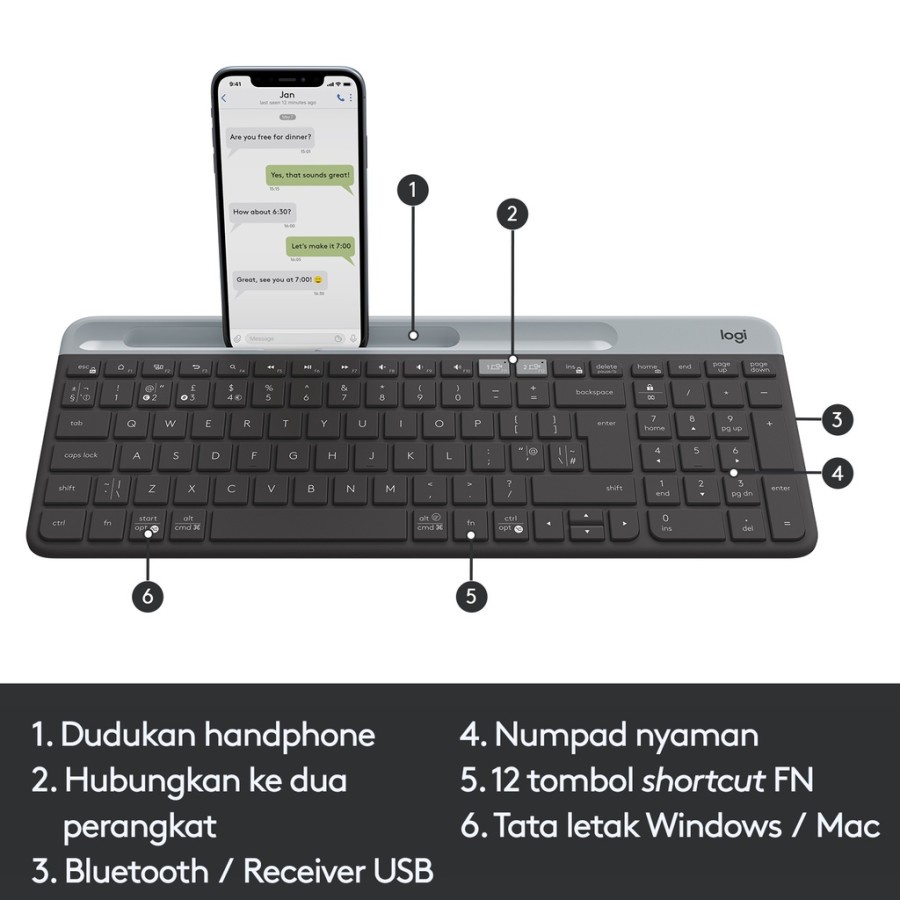 Logitech K580 Keyboard Slim MultiDevice Wireless Bluetooth