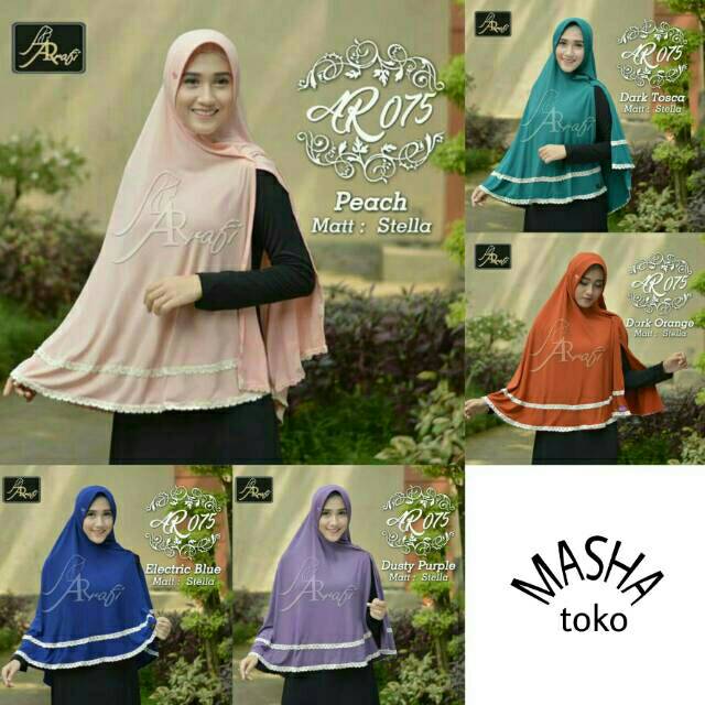 Jilbab Instan Terbaru Kerudung Bergo Hijab Instant Arrafi AR 75 Ori Terbaru 2022 Kekinian Jersey Pre