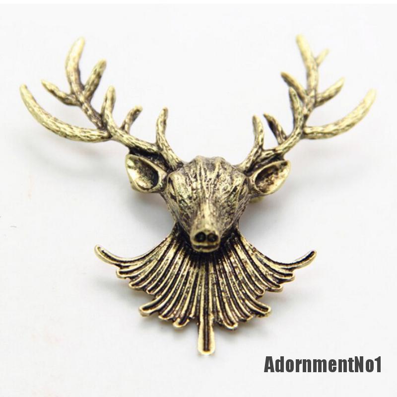 (Adornmentno1) 1pc Bros Pin Enamel Desain Kepala Rusa Lucu Untuk Unisex