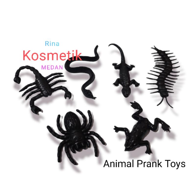 Mainan Anak karet plastik Prank Toys Animal Scary Kodok cicak kelabang labalaba lipan tarantula ular