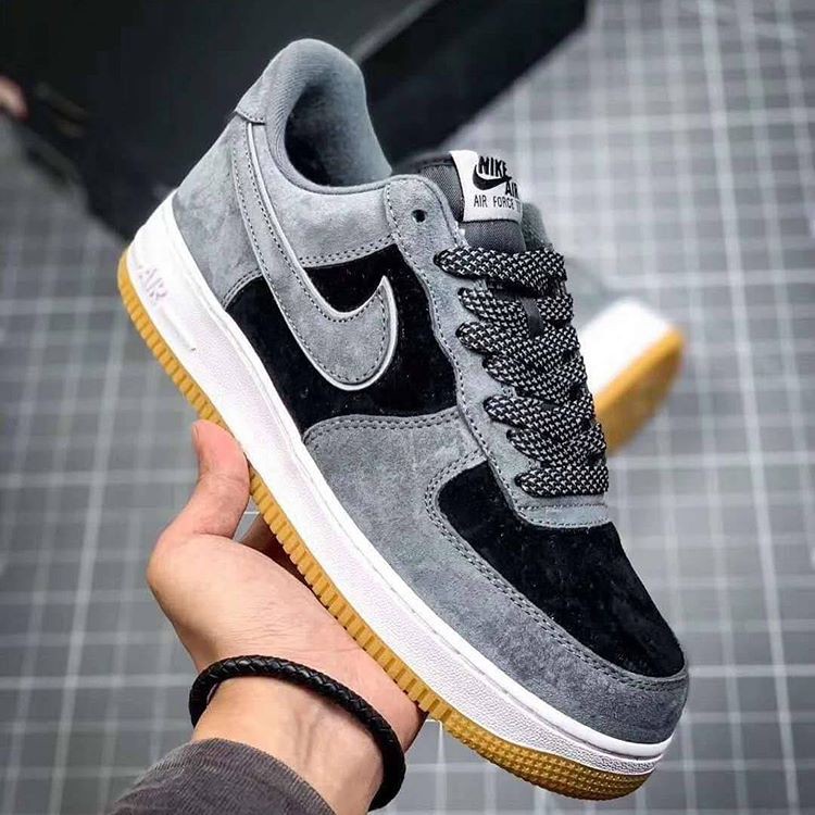 Sepatu Nike Air Force 1 Low Suede Dark Grey Black Premium Original