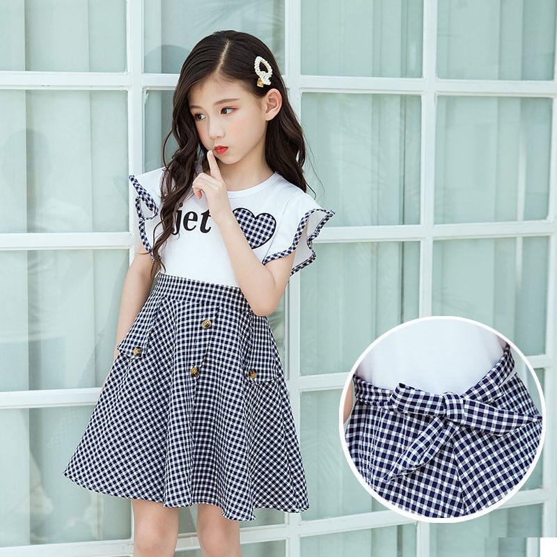 Promo !! Dress anak perempuan / dress jet aime tartan import ukuran 4-7tahun (hitam,pink) / Dress tartan simple