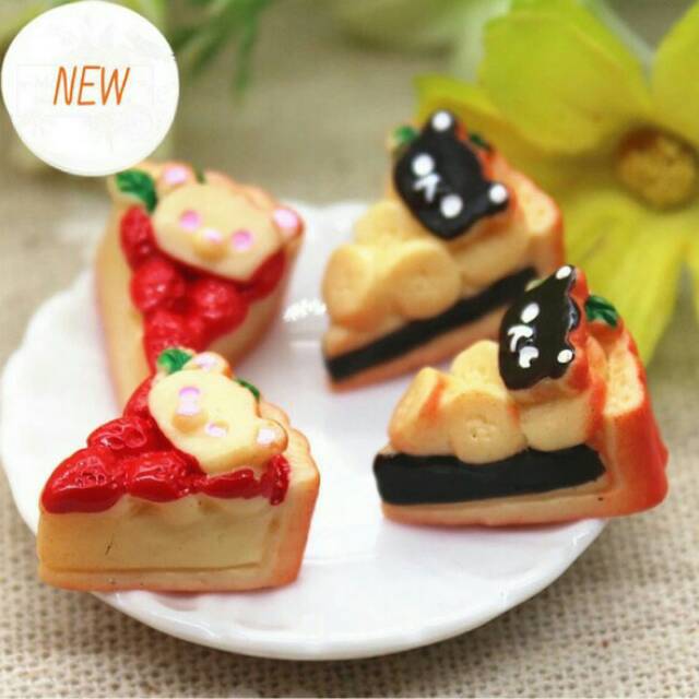 Rement slice cake strawberry dan coklat - miniatur mainan kue boneka Barbie