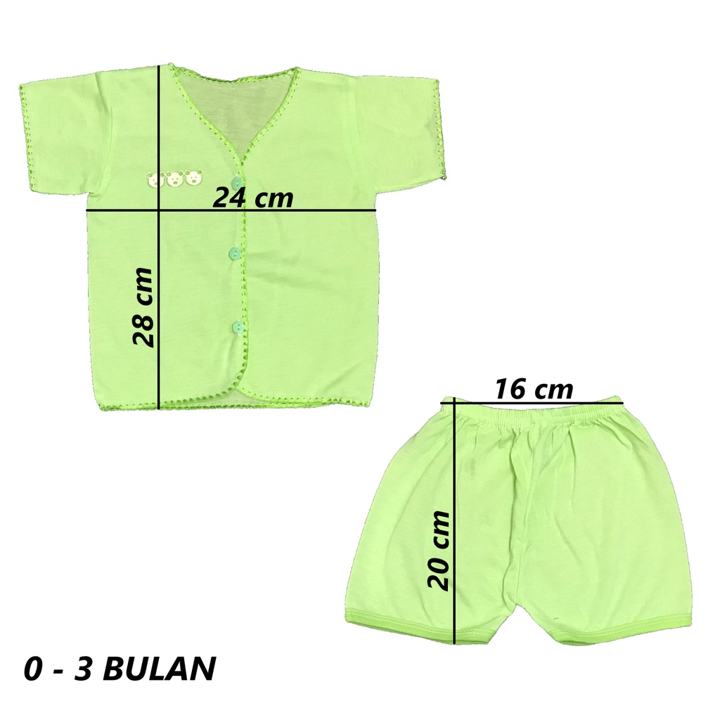 Babysmart - 6 SET Setelan Baju Bayi Pendek+Celana Pendek Polos WARNA umur 0-3 bulan/baju anak laki-laki/perempuan BOY/GIRL