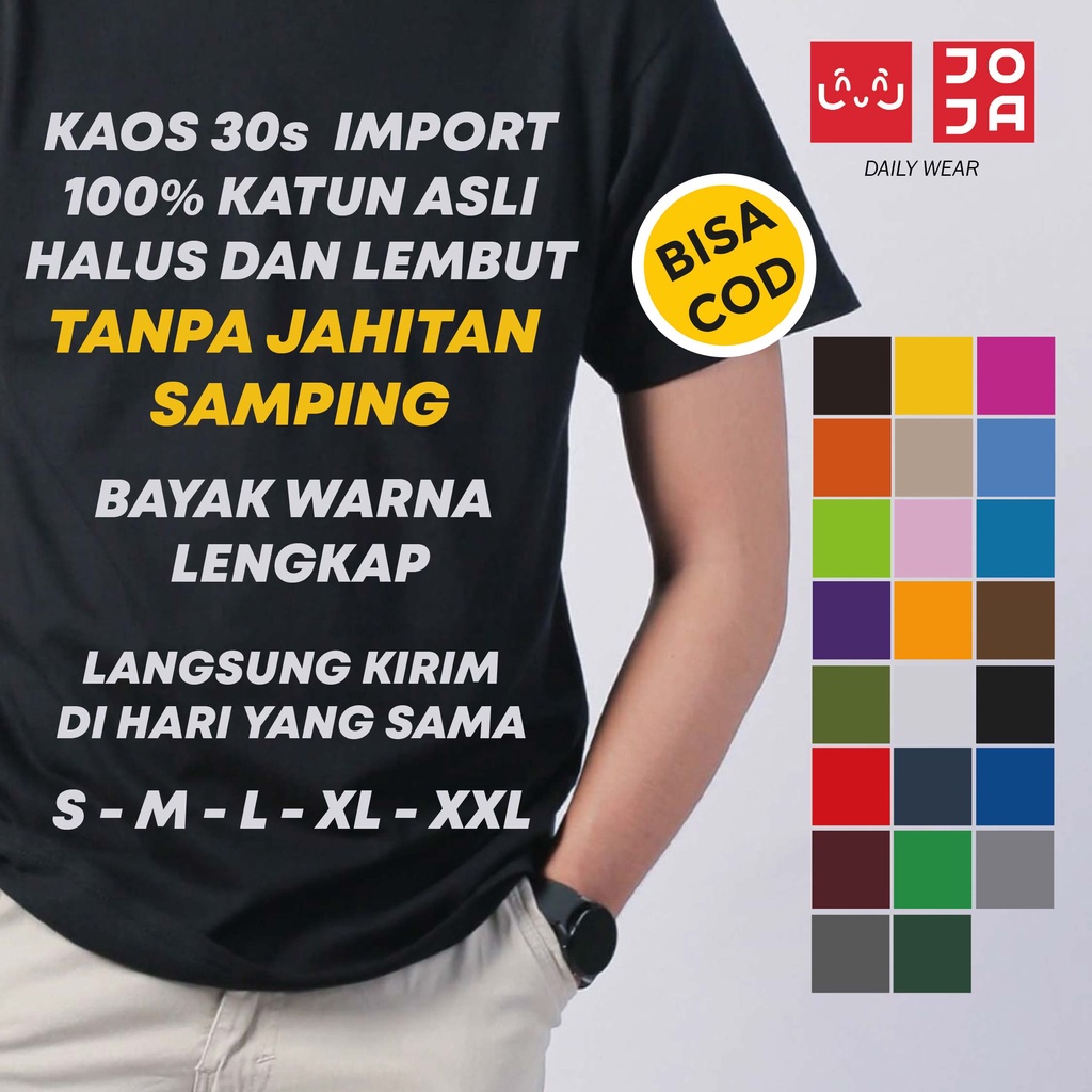 Kaos Polos Pria Import Cotton Combed 30s Lengan Pendek Round Neck Reguler Fit