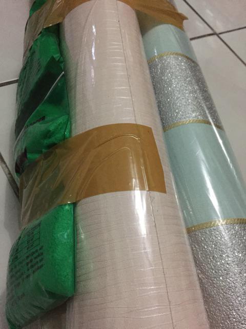 Wallpaper Dinding Serat Tekstur Kayu Cream Abu Coklat Elegan