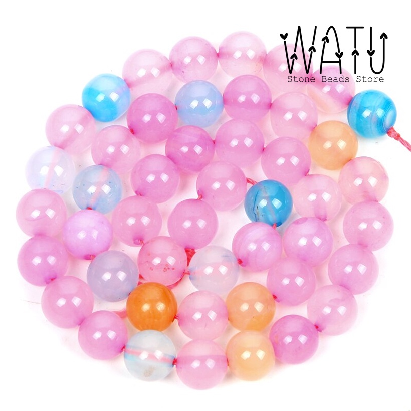 Manik Batu Morgan Mix Agate Chalcedony Round Beads