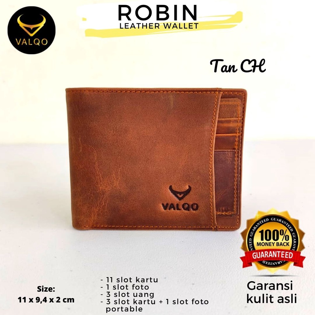 [VALQO] ROBIN Dompet Kulit Sapi Crazy Horse CH Dompet Pria Dompet Kartu Dompet Pendek Lipat