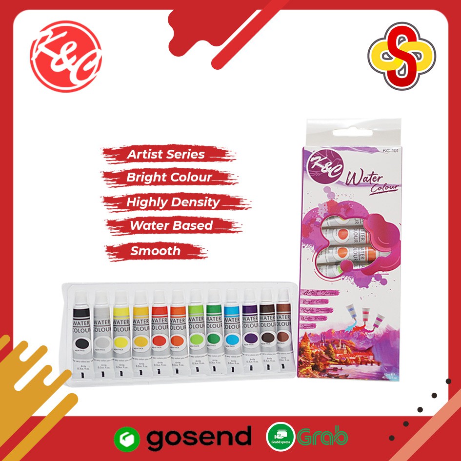 Cat Air / Watercolor Lukis K&amp;C tube 6 ml 12 Warna