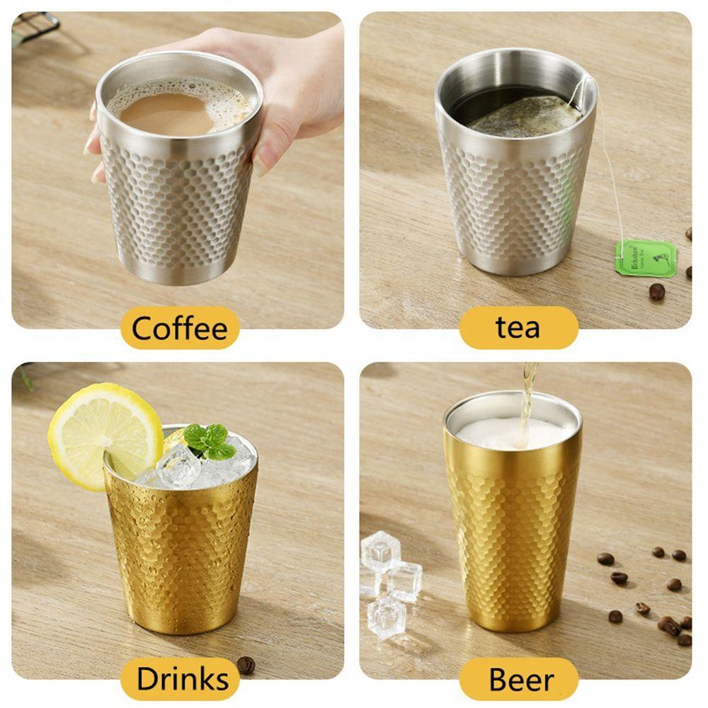 Lanfy Cangkir Air Dapat Ditumpuk Kapasitas Besar Tidak Dapat Pecah Bar Mug Stainless Steel Palu Berlian Cangkir Kopi