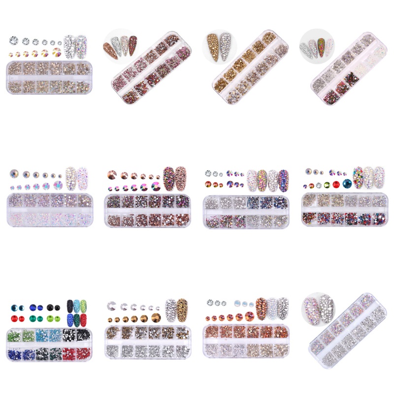 Siy 1440pcs Kristal Berlian Imitasi Glitter 3d 12 Ukuran Campur Untuk Dekorasi Nail Art