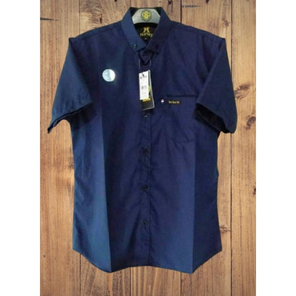 Kemeja Pria polos lengan pendek slimfit hem pria kantor hitam navy putih maron army