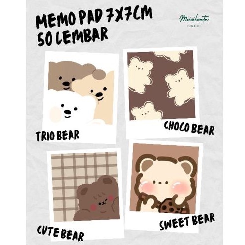 

CUTE KOREAN BEAR MEMO PAD / MEMO SHEETS / MEMO KAWAI / NOTES CATATAN