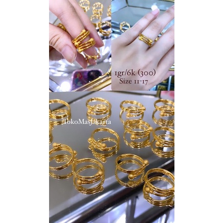 Cincin Lilit Pentol Pasir Kadar 6K - 1 Gram (UK 11-16)