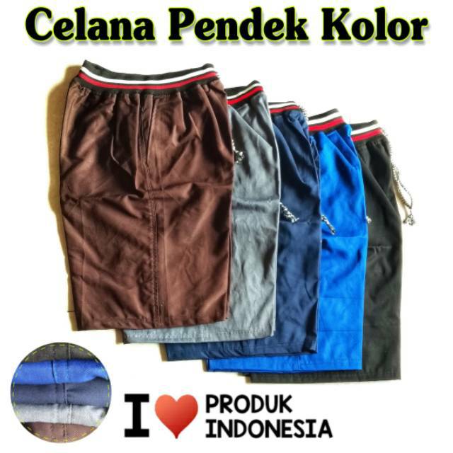 Celana pendek pria model kolor kasual polos bahan katun twill tebal