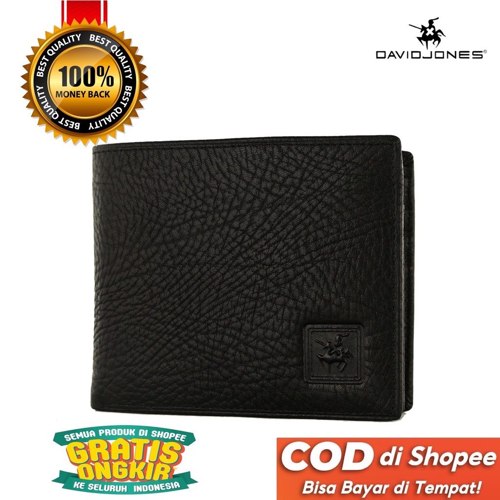 TOKOKOE - Dompet Pria model Berdiri bahan Kulit Premium Dompet Lipat - David Jones 50-918 Black