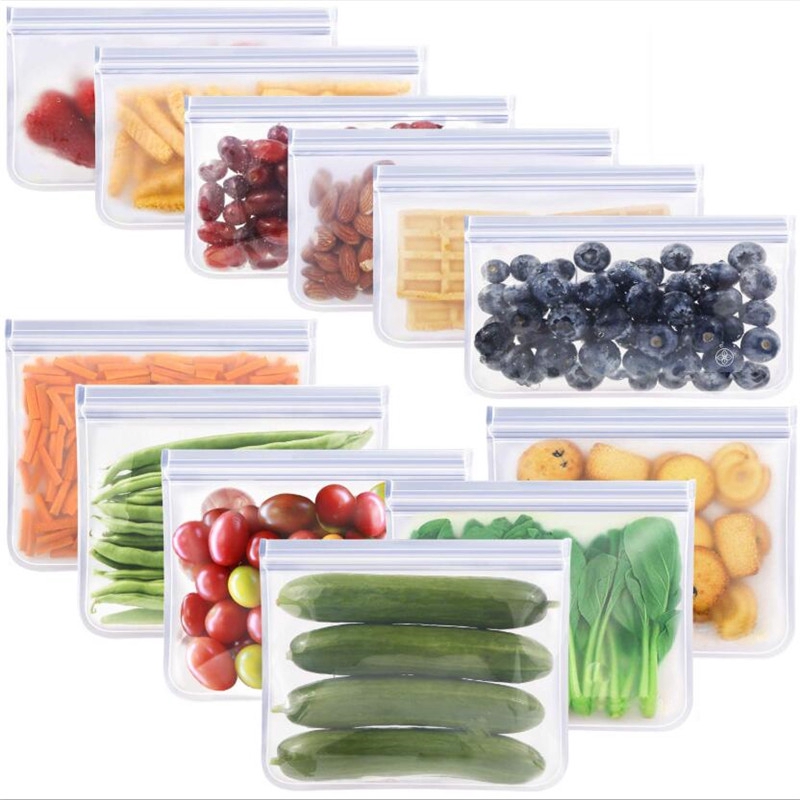 Reusable Food Storage Containers / EVA Silicone Freezer Bag / Leakproof Containers / Top Ziplock Bags Kitchen Food Storage Accessories