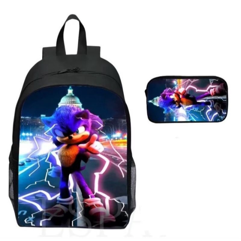BRED.ID Tas Ransel Sekolah Anak Laki Laki PAUD TK SD KARAKTER PRINTING Mario Bros Sonic Free Dompet 