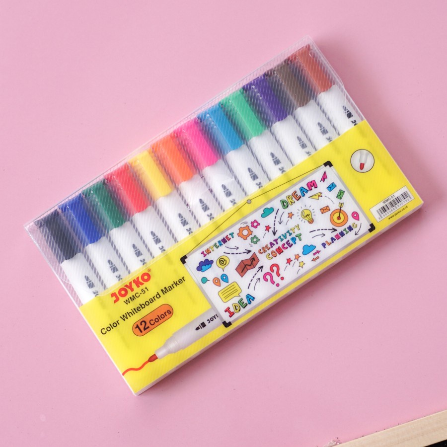 

Color Whiteboard Marker Joyko WMC-51 [ Spidol Papan Tulis ] 12 warna