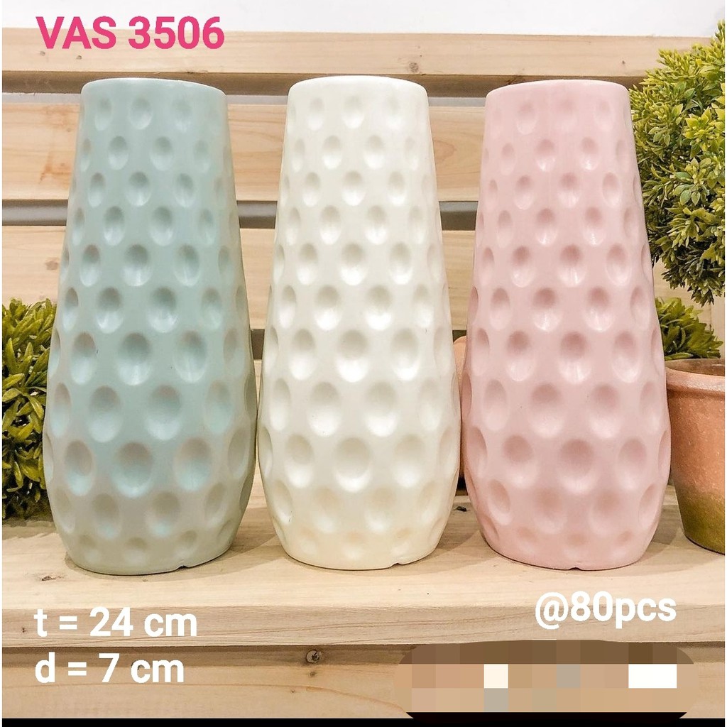 

pot bunga platik vas bunga 3506 corak dot dot vintage