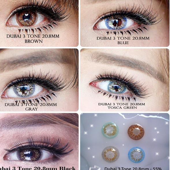 6A9 ORIGINAL Dubai 3 Tones Series Soft lens Soflen Soflens Gray Grey Brown Blue Tosca Toska Green Bl