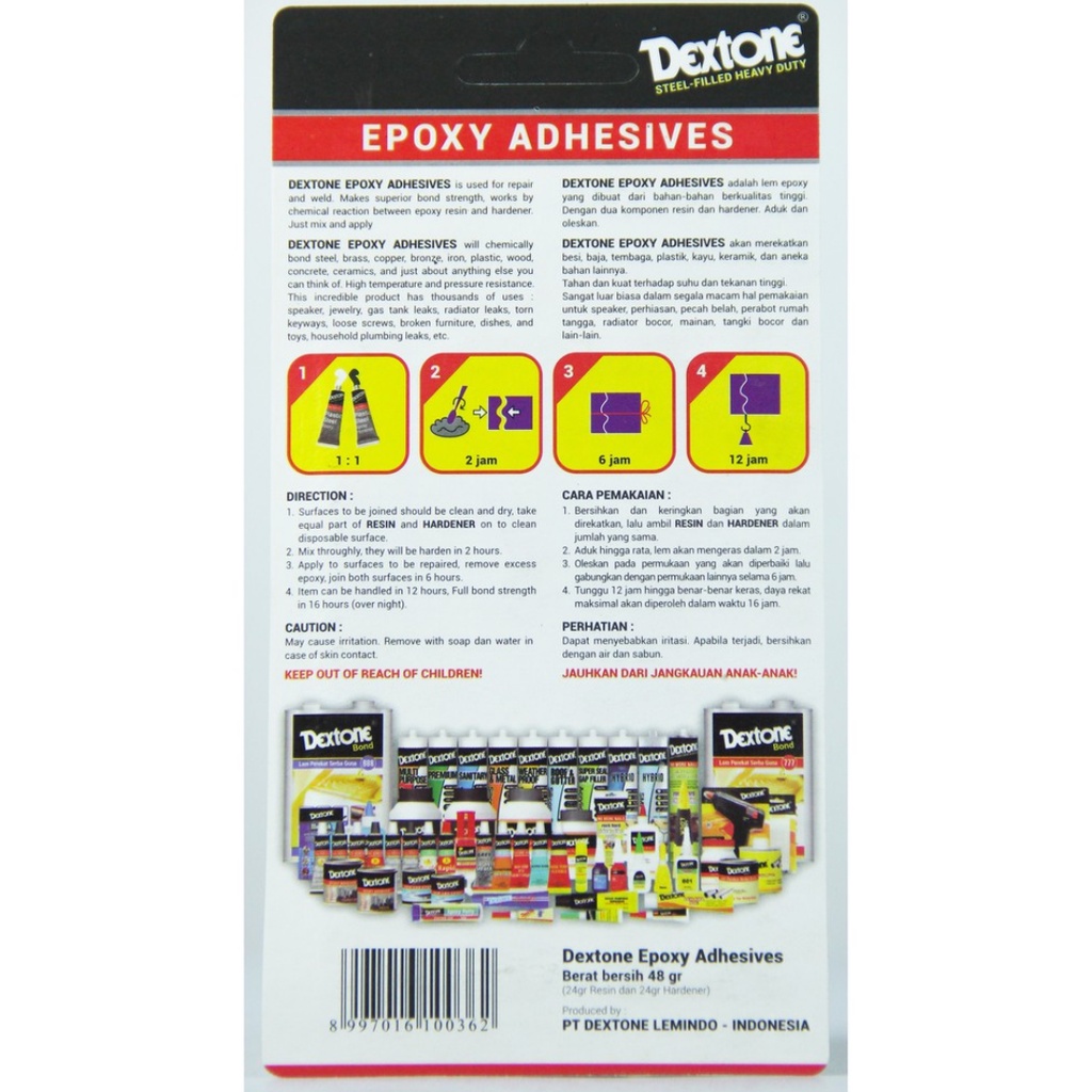 Lem Besi Dextone Epoxy 5 Menit Tahan Panas 120C Super Kuat Waterproof Original