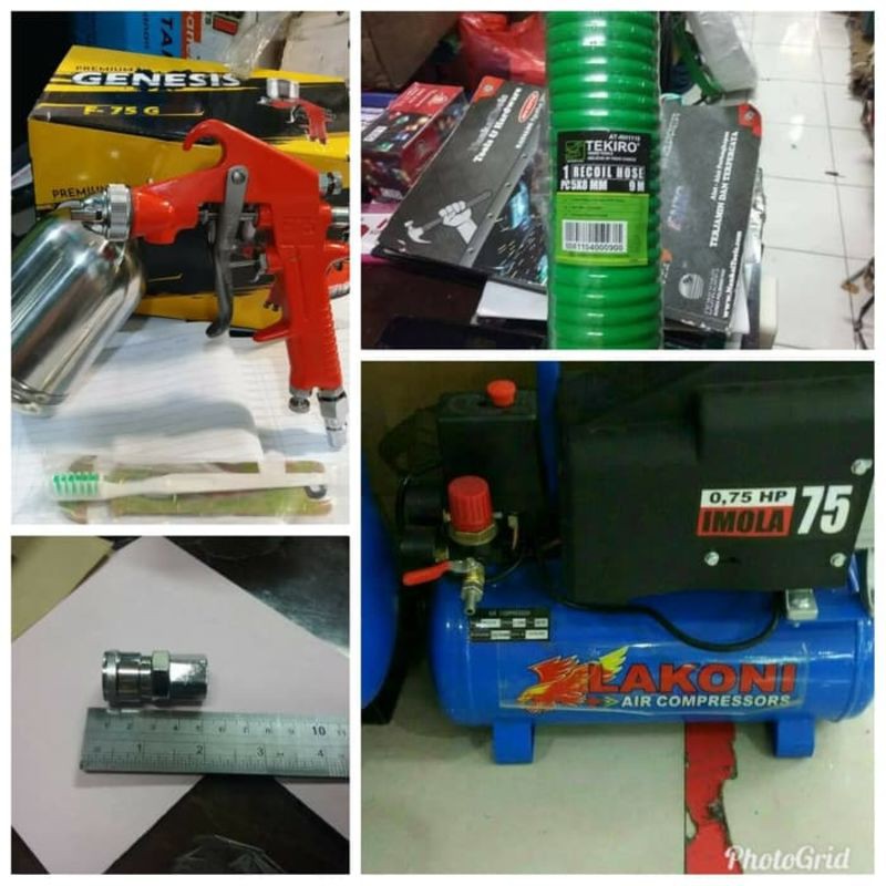 PAKET KOMPRESOR IMOLA 75 SPRAY GUN F 75 PAKET CAT KOMPRESOR IMOLA 75