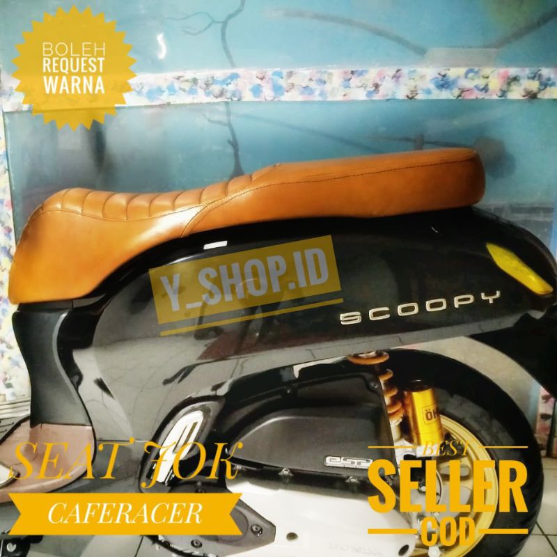 Jok Motor Coklat Scoopy Genio Model Caferacer Double Seat