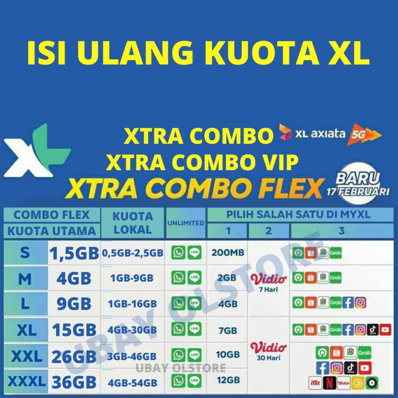 [MURAH] Kuota XL Xtra Combolite | Xtra Combo | Combo VIP