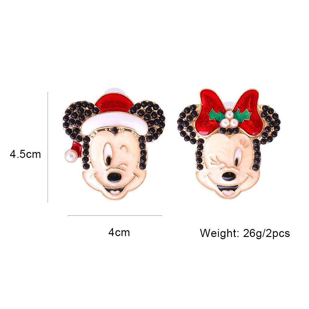 Nanas 1pasang Mickey Stud Earring Fashion Minnie Kartun Eardrop Berlian