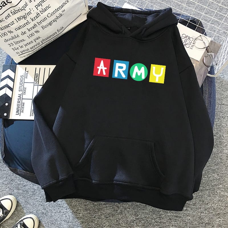 BTS ARMY BLOCK Sweater Hoodie II Jumper hoodie BTS ARMY BLOCK Sz M-XL ( Pria &amp; Wanita )