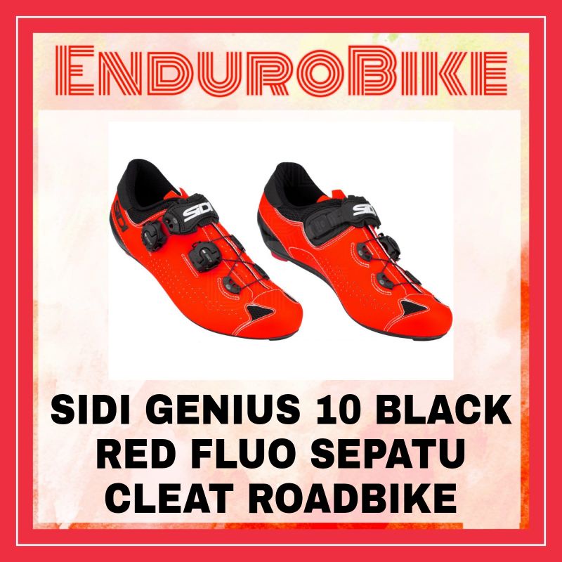 SEPATU ROADBIKE SIDI GENIUS 10 BLACK RED FLUO CLEAT BIKE SHOE SEPEDA ENDUROBIKE