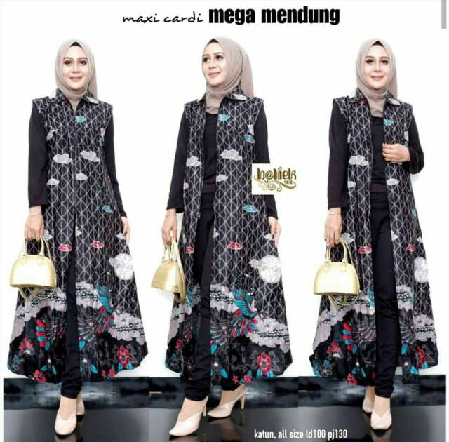 LONG CARDY PLISKET BATIK ATASAN WANITA BATIK TANPA LENGAN BAJU KANTOR WANITA