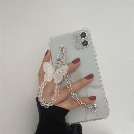 Casing Silikon Iphone 14 Pro Max 13 Pro Max 12 Pro Max 6 7 8 SE 2020 7P 8Plus 6s + Aksen Rantai Butterfly