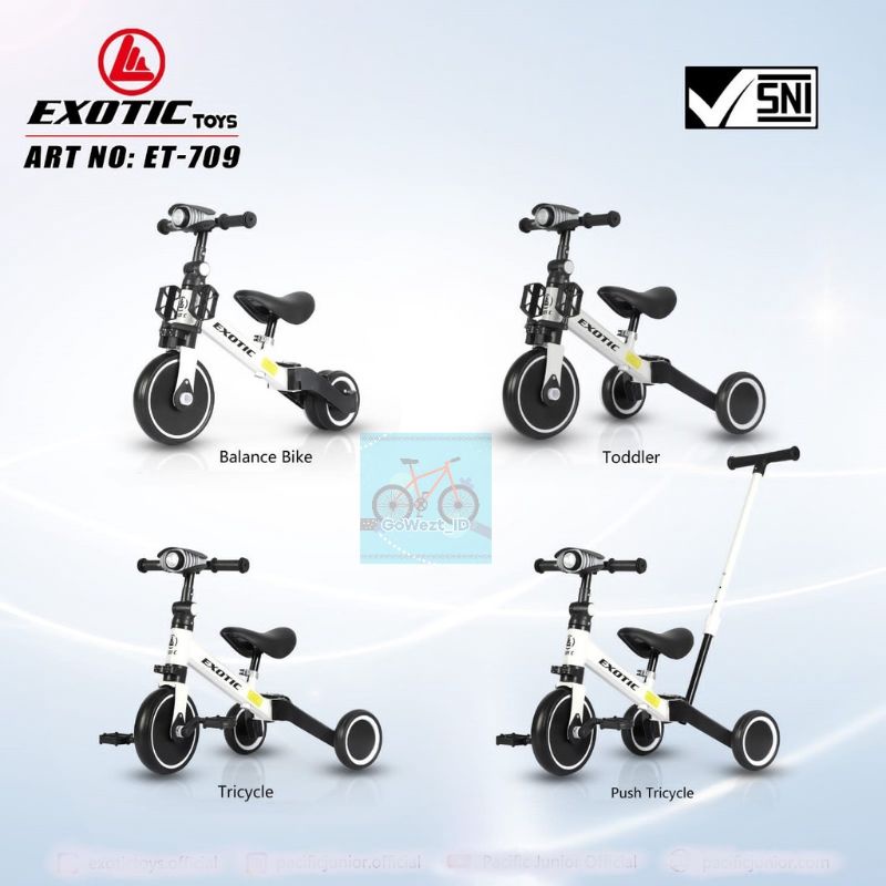 Push Bike Balance Bike Sepeda Roda Tiga Tricycle EXOTIC ET-5511 / ET-709 Sepeda Toddler Anak | High Quality