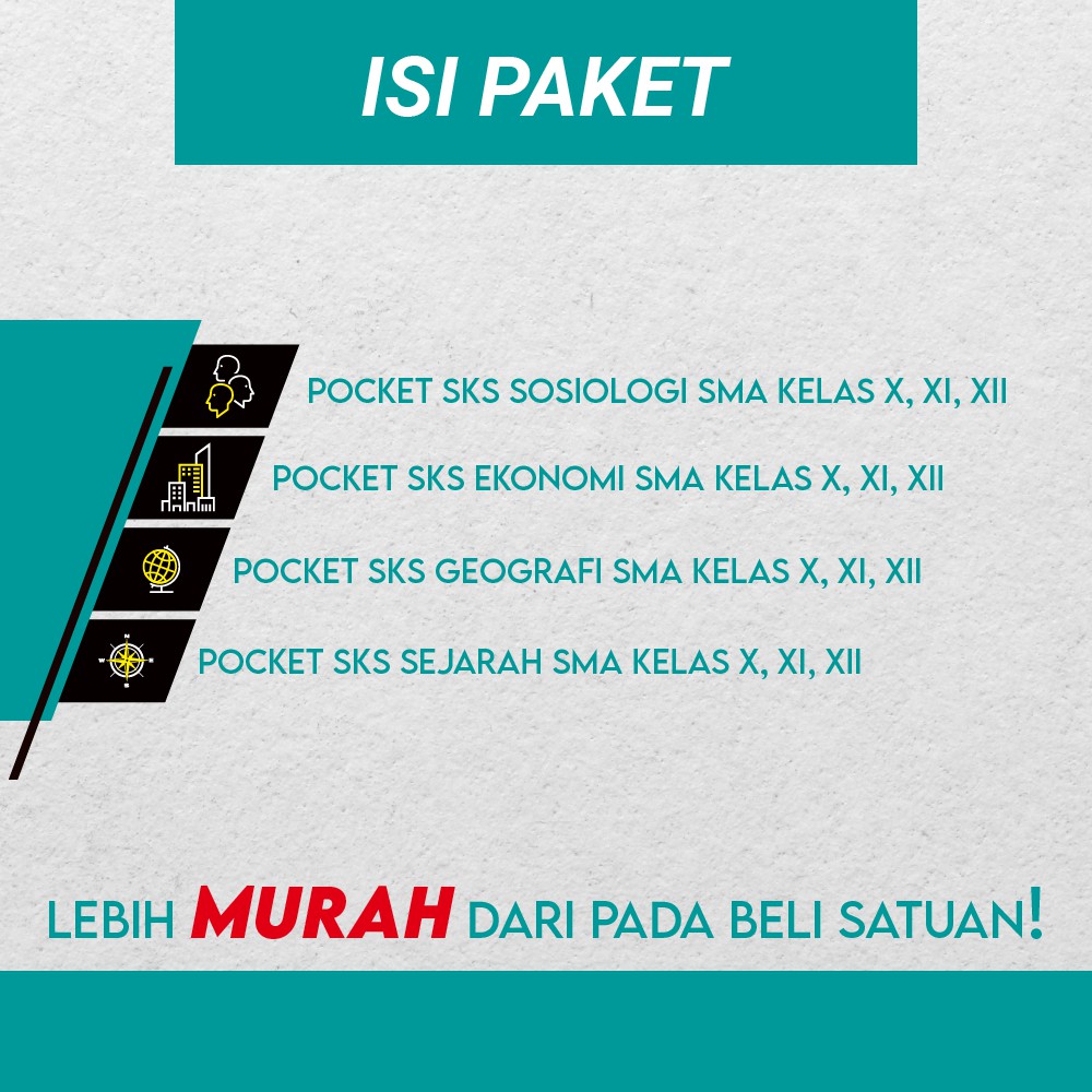 Paket Hemat Pocket SKS SMA IPS Ekonomi Geografi Sosiologi Sejarah 4 buku