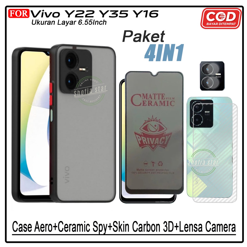PAKET 4IN1 Case Vivo Y22 Y35 Y16 Y75 V25 V25e Softcase Aero Dove Protect Camera Premium Casing