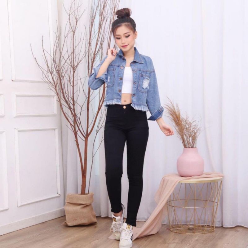 TOPLY SHOP BISA COD JAKET JEANS SOBEK NIRINA