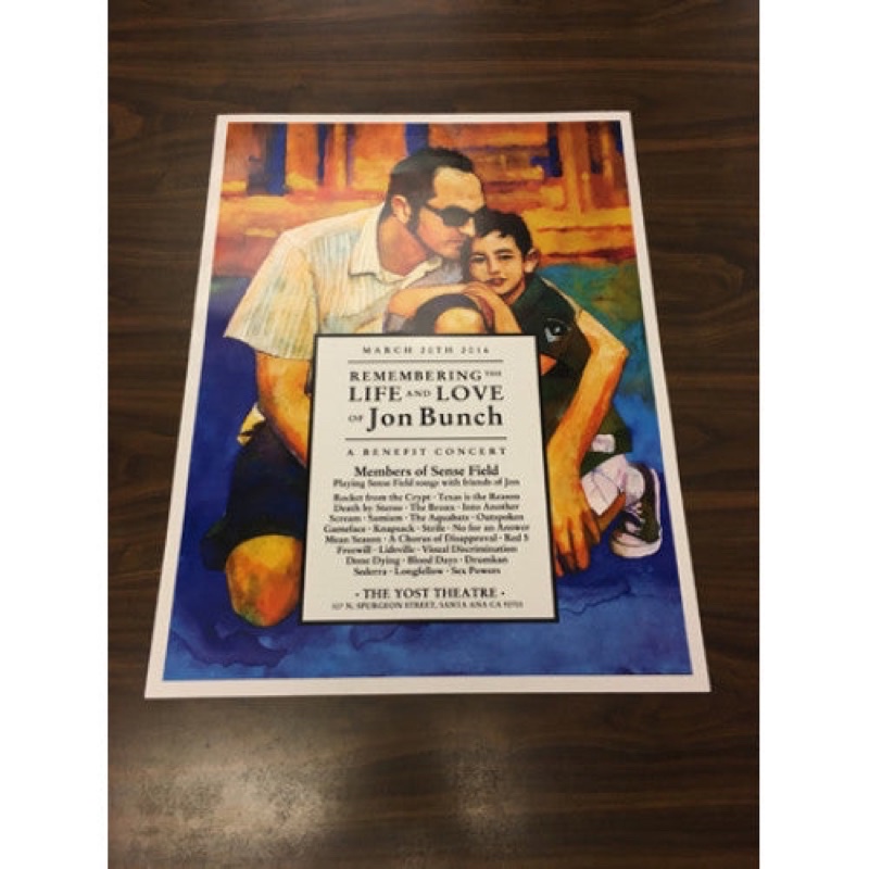 Poster Band SENSE FIELD original "JON BUNCH MEMORIAL CONCERT" + Frame