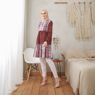  Batik  Adista Tunik  Maroon Shopee Indonesia