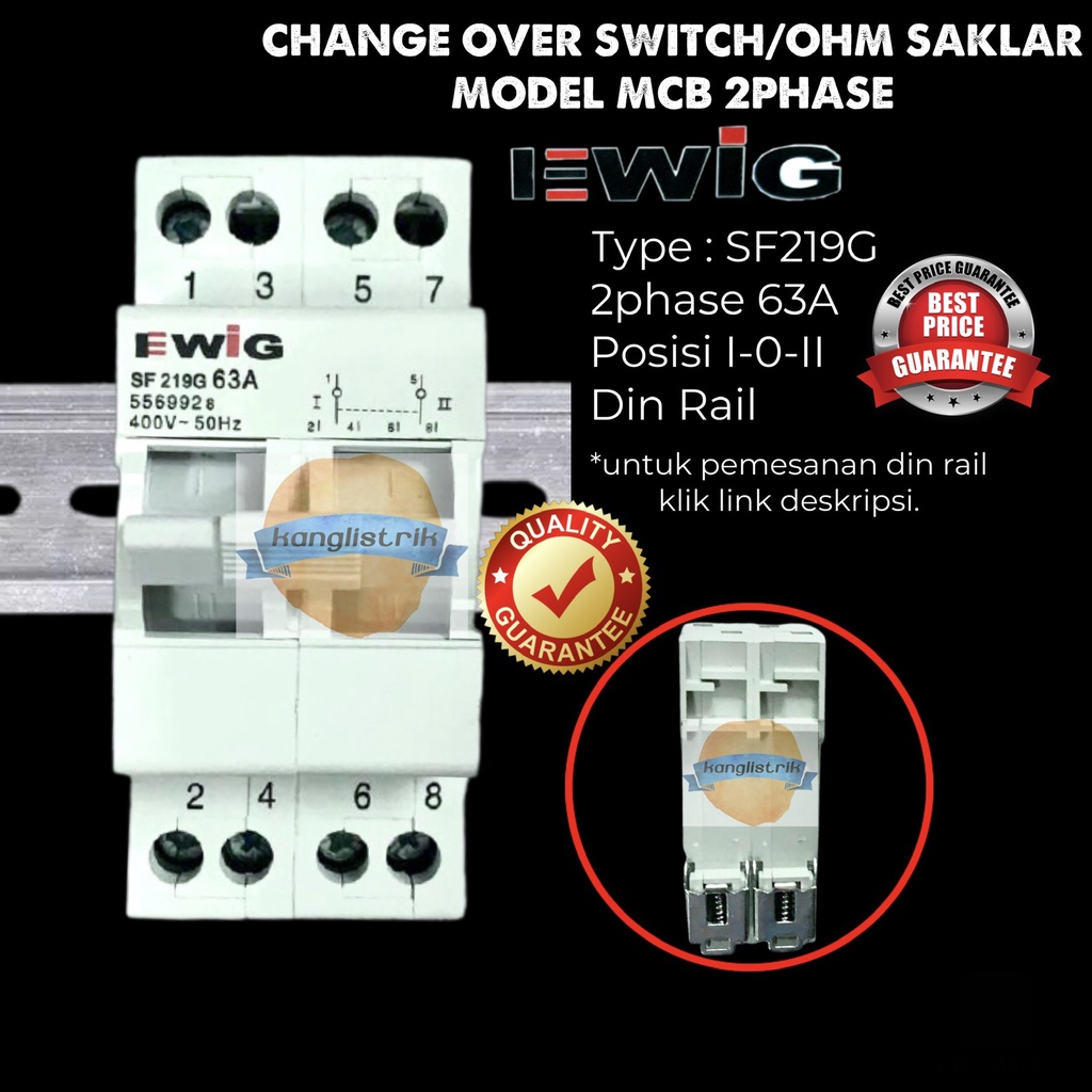 COS OHM SAKLAR MODEL MCB 2PHASE 63A CHANGE OVER SWITCH DIN RAIL 2P 63A