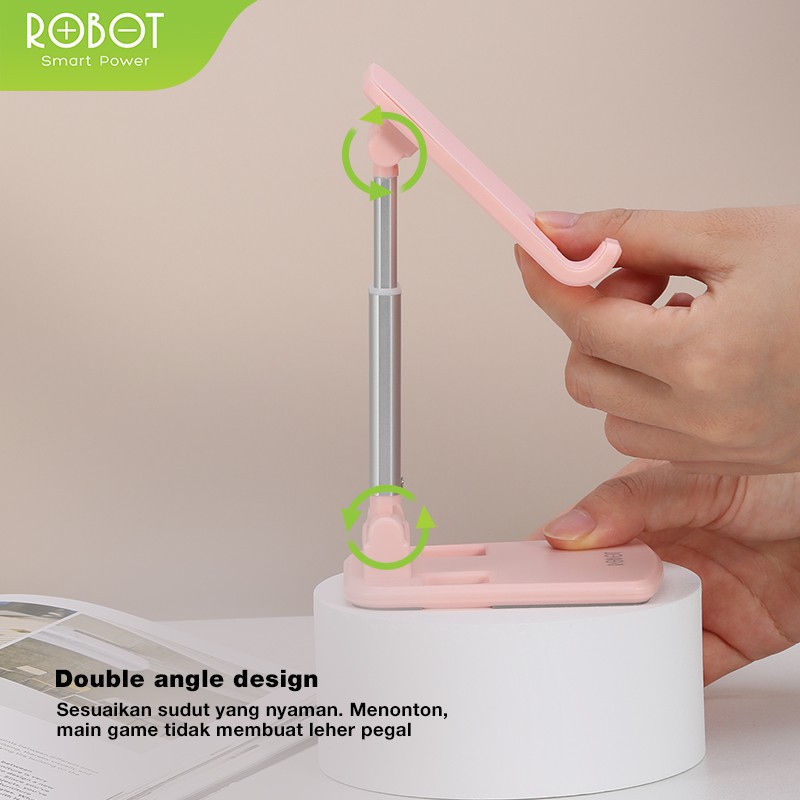 ROBOT RT-US06 Fully Foldable Liftable Universal Stand Phone Holder - Garansi Resmi 1 Tahun