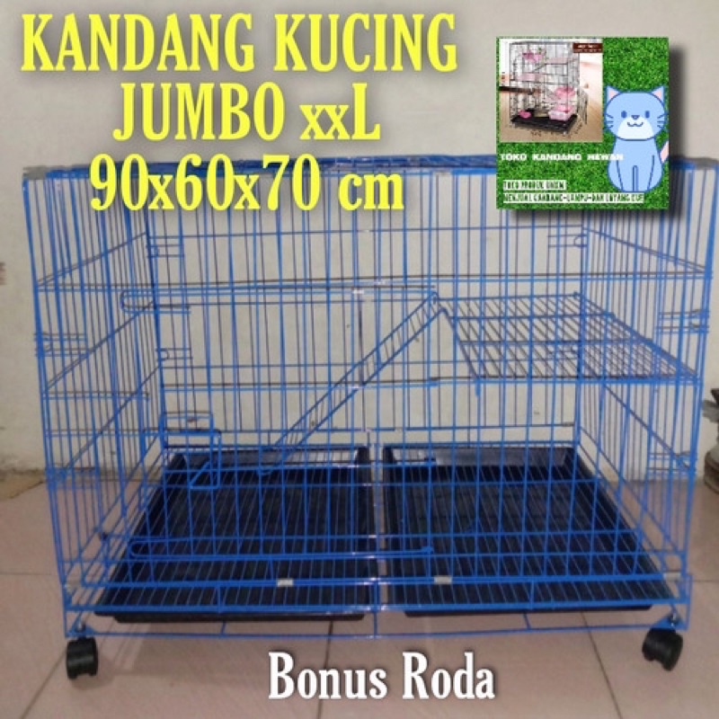 KANDANG KUCING BESI LIPAT SUPER JUMBO MURAH SIZE XXL 90x60x70cm