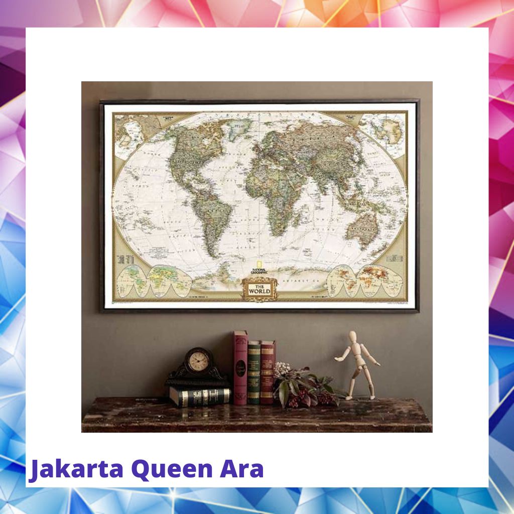 Poster Peta Dunia Large Vintage World Map 104 x 69 cm - N40