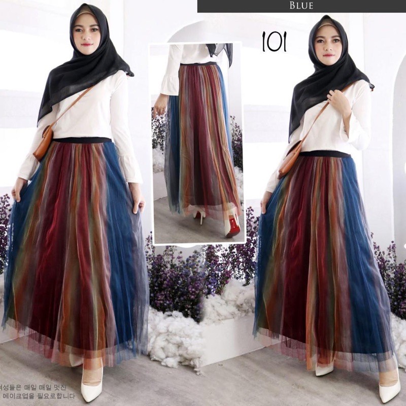 Rok Tutu Korea Panjang / Tutu Korean Maxi Skirt Import Floral Printing - KLV-4