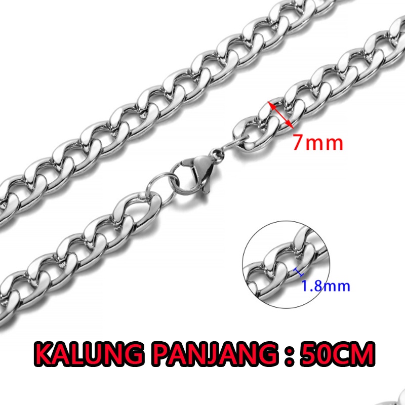 Kalung pria titanium termurah model punk ukuran 50cm gaya Hip Hop unisex