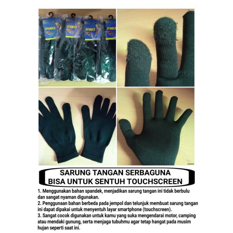 Sarung Tangan Serbaguna Bisa Sentuh Touchscreen Layar HP | Bahan Spandek Tidak Berbulu Murah