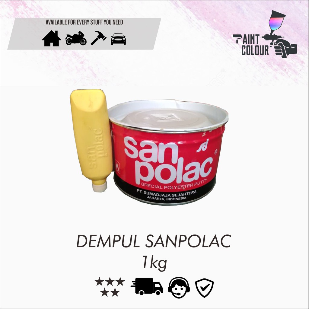 Dempul Sanpolac 1 Kg Mobil/Motor/Besi/Kayu