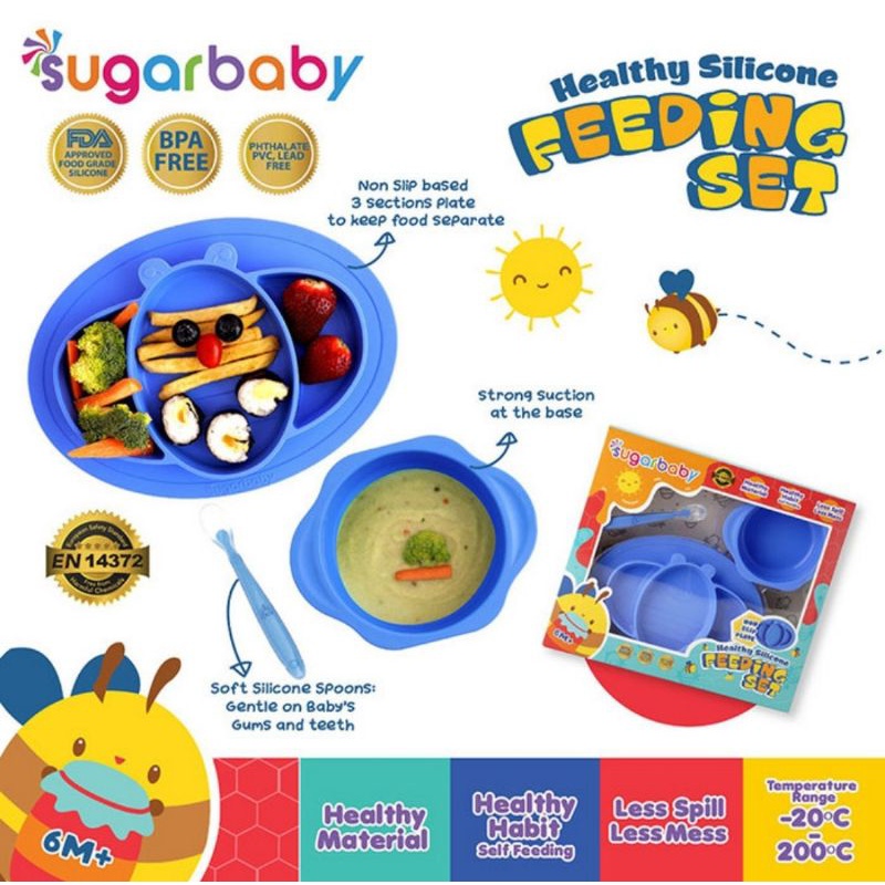 SugarBaby 3 in 1 Healthy Silicone Feeding Set (isi 3) Sugar Baby